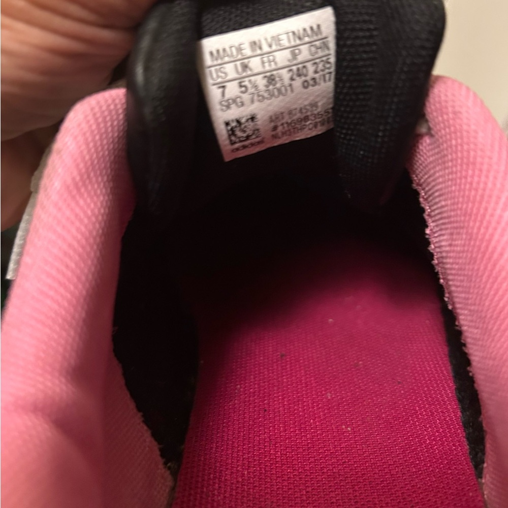 Adidas Leather Lace-Up Sneakers (753001) Black Pink Womens Size 7M - Picture 7 of 7